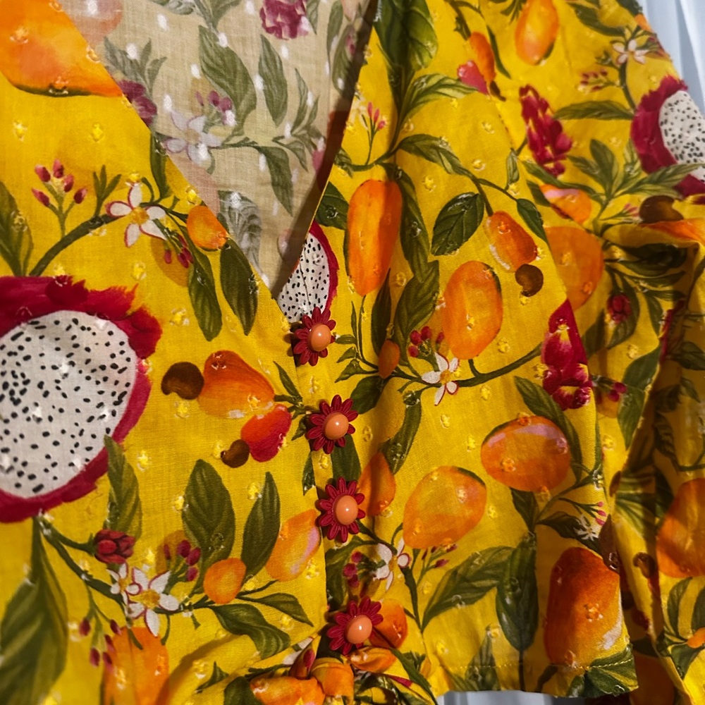 Farm Rio for Anthropologie Deep V Tie Front Crop Top - Picture 8 of 8